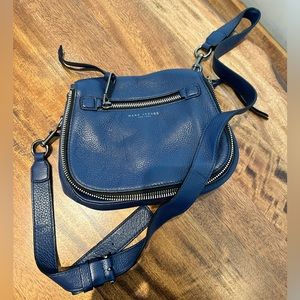 Marc Jacobs Nomad Recruit Saddlebag Crossbody Bag Pebbled Leather Dark Blue